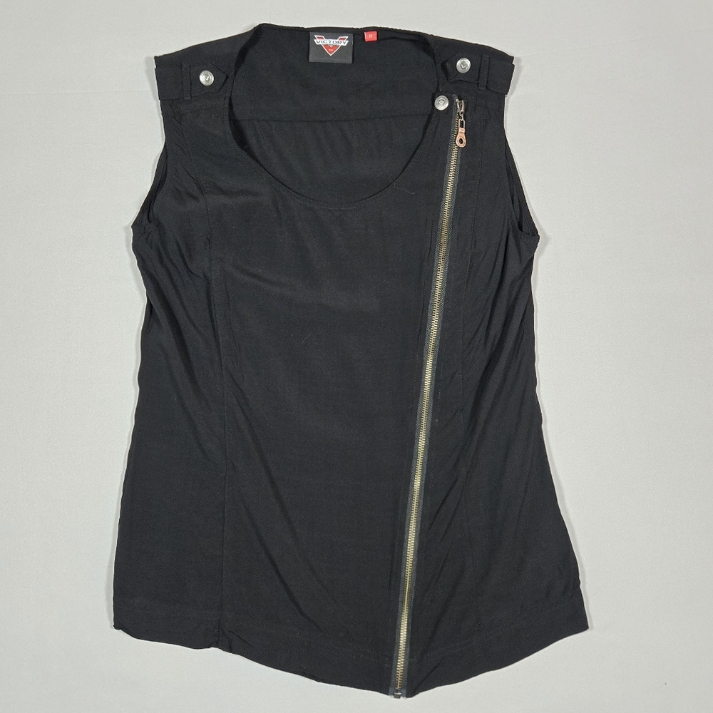Victory Motorcycles Black Asymmetric Zip Moto Vest Top Womens Medium